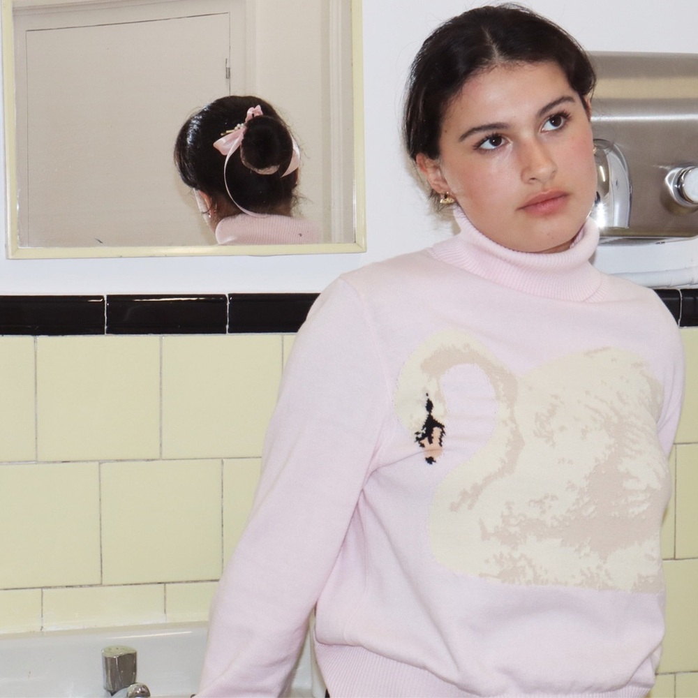 Pink "Swan Romance" Turtleneck Sweater 🦢🩰